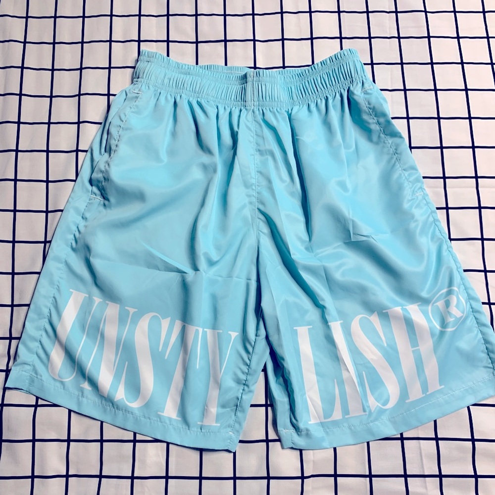 Blue Unstylish branded shorts